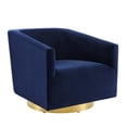thumbnail image 2 of Modway Twist Accent Lounge Performance Velvet Swivel Chair in Gold Midnight Blue, 2 of 8