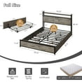thumbnail image 5 of Zimtown Full Bed Frame with 2-Tier Storage Headboard, Metal Platform Bed Frame with 4 Storage Drawers, Built in Charging Station & LED, Gray, 5 of 10