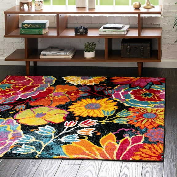Unique Loom Lyon Collection Area Rug - Kennedy (5' Square Black/Green)