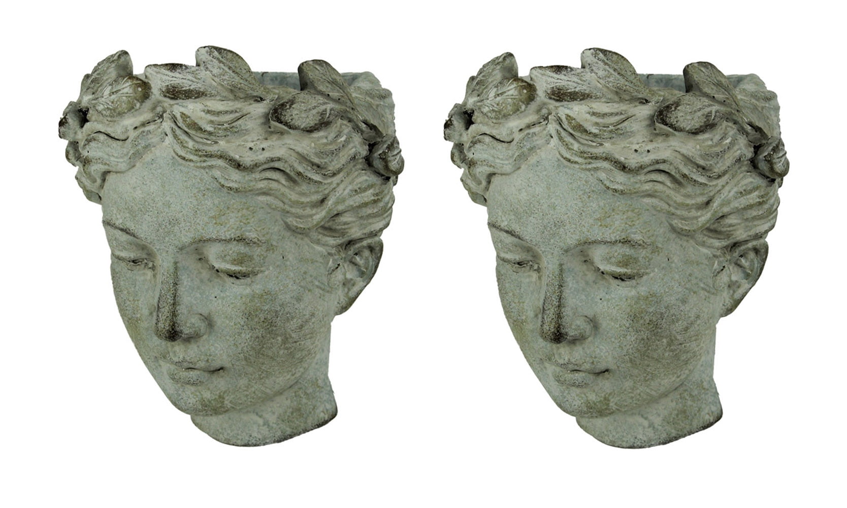 Concrete Kissing Face Succelent Head Planter with Distressed Finish Classical Garden Decor 7 1/4 Inch 