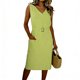 thumbnail image 1 of Vestido de Mujer Sandalias de Lino Cuello en V sin Mangas con Cinturón para Uso Casual Y Cárdigan Corto para Vestido, 1 of 9