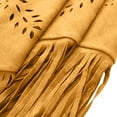 thumbnail image 5 of WREESH Women's Solid Color Suede Shawl With Hollow Fringe, Winter Warm and Comfortable Scarf Yellow, 5 of 7