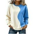 thumbnail image 2 of AUNVITO Women's Color Block Sweatshirt Round Neck Raglan Long Sleeve Loose Fit Casual and Trendy, 2 of 5