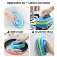 thumbnail image 3 of Kitchen Scrub Brush with Long Handle, Heavy Duty Dish Sponge with Scouring Pad for Pots Pans, Dense Thickened Scraper Brush for Stubborn Food & Grease, 2-in-1 Cleaning Tool, 3 of 9