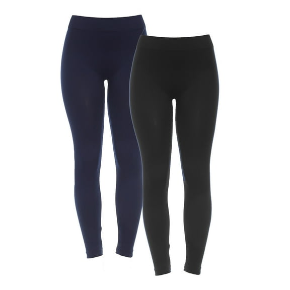 White Mark Women's Plus Size Pack of 2 Solid Color Leggings
