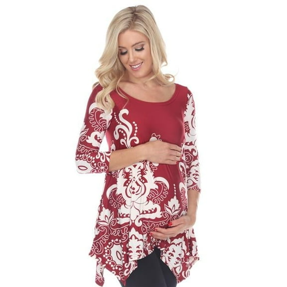 MTR1301-06-S Burgundy Maternity Ganette Tunic - Small