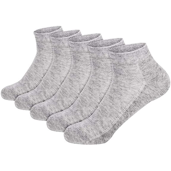 SereneSimple Women's Thin Mesh Slub Breathable Mid-Cut Socks 5-Pair (Gray, Large)