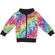 Kids Jackets Girls Boys Sequin Zipper Coat Jacket for Toddler Birthday Christmas Clothes