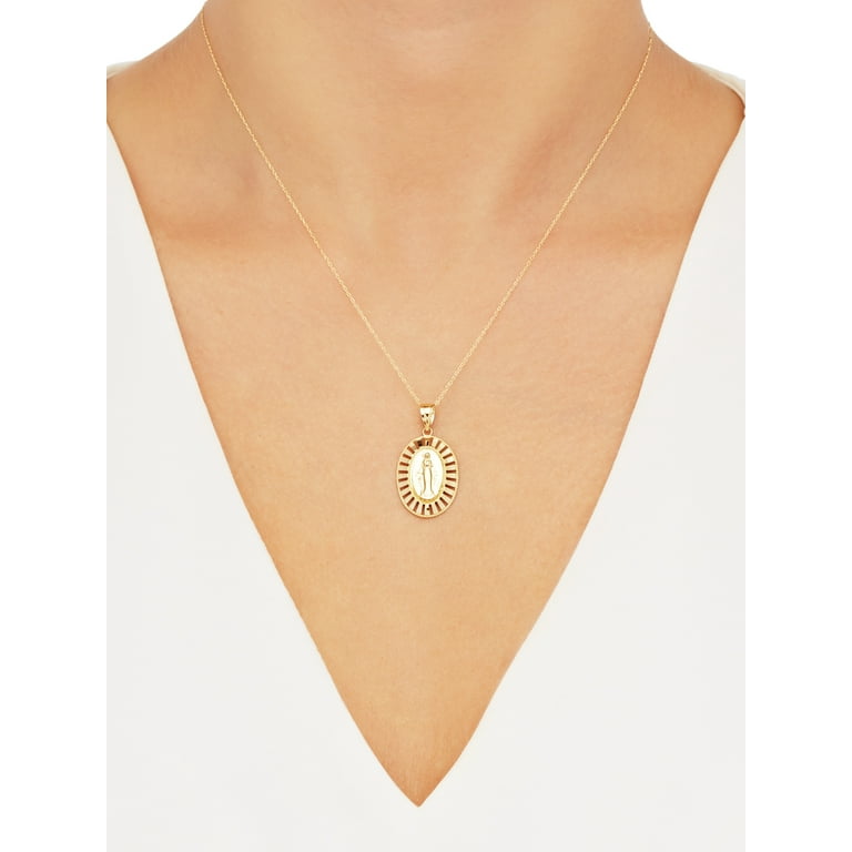 Brilliance Fine Jewelry 10K Yellow Gold Mary in Oval Pendant