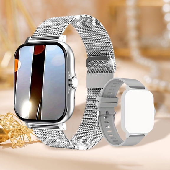Nkmbld Fitness Watches for Women Full Waterproof Smartwatch Fitness with Call Answering/Calling FunctionDual Straps Included, Multicolor
