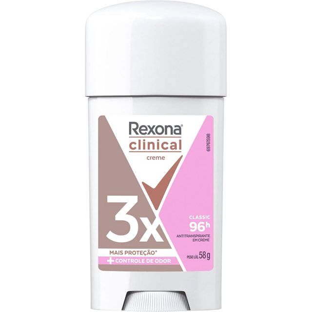 Rexona Clinical Classic Antitranspirante en Crema para Mujer 58 g Protección 96 Horas Sin Manchas