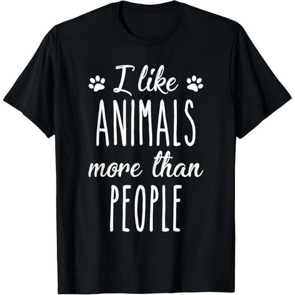 I like animals More than people Animal welfare Animal lovers T-ShirtMen and women, White Black T-shirt, size: Extra large S-961XL