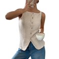 thumbnail image 4 of Toimothcn Womens Tank Tops Sleeveless Square Collar Open Placket Buttons Textured Horizontal Stripes Elegant Blouse Tops Suitable For Outdoor Activities, 4 of 6