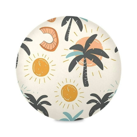 Round Plate Mat 15.4x15.4 Inchesx1 Placemat Table Mat Kitchen Mat Coffee Mat Fabric Thick Strong Wear-Resistant Heat Resistance The Sun Coconut Tree