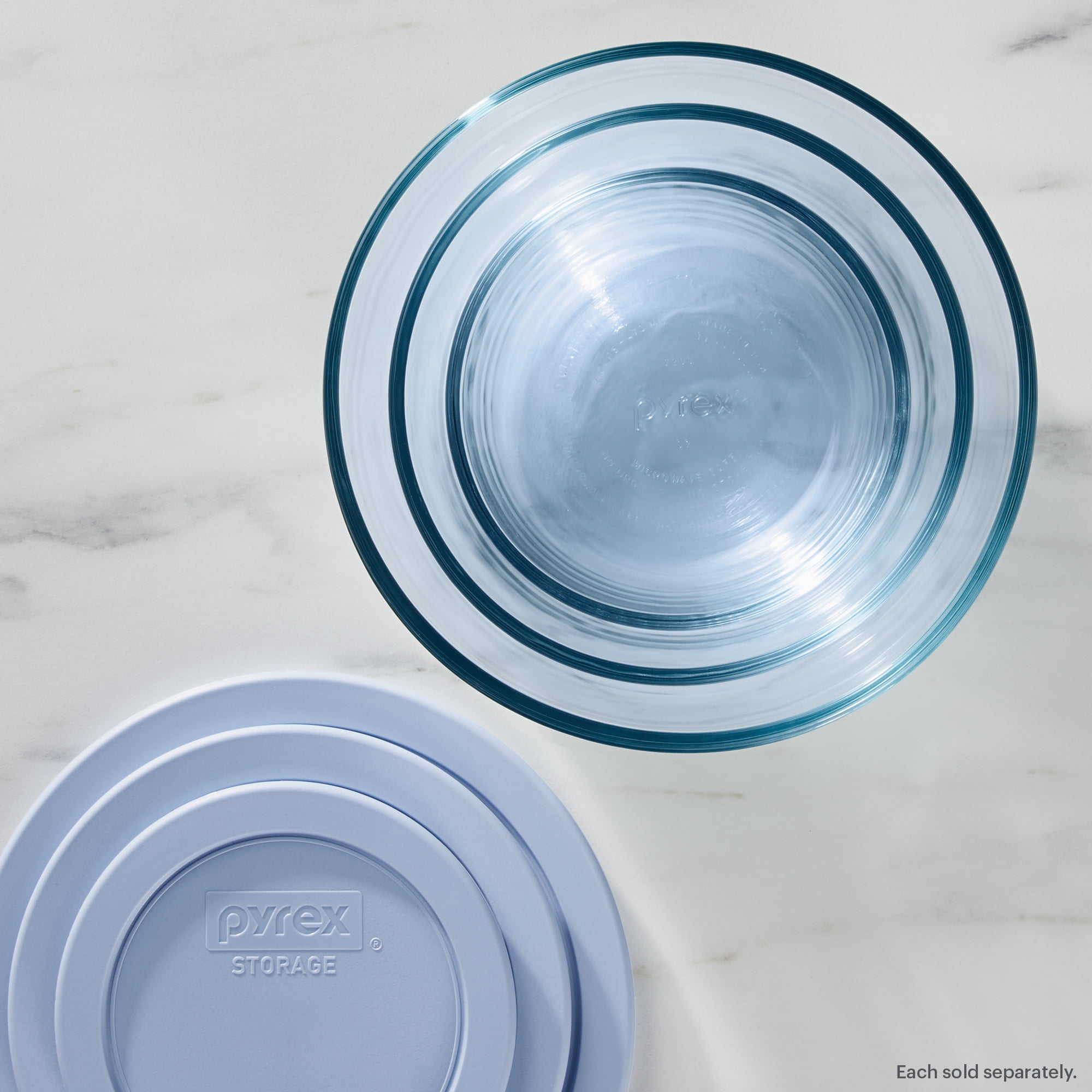 Pyrex Simply Store Tinted 4-piece Round Storage Set with Plastic Lids, Blue