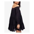 thumbnail image 2 of FREE PEOPLE Womens Black Embroidered Long Sleeve Off Shoulder Dress S, 2 of 3
