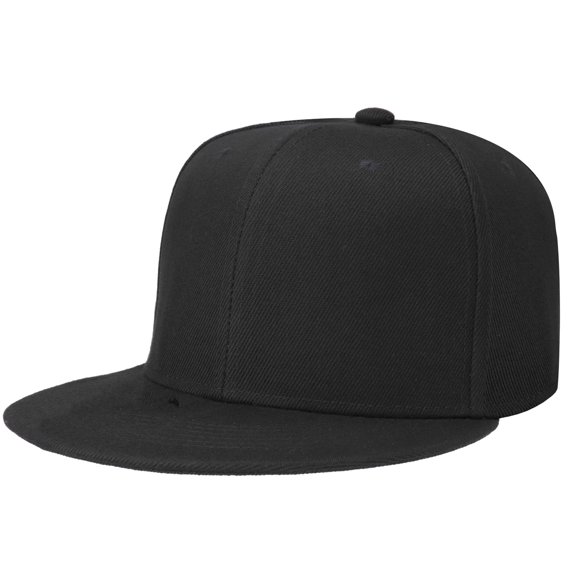 OQRKI Classic Snapback Hat Cap Hip Hop Style Flat Bill Blank Solid Color Adjustable Size cap Black