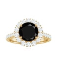 thumbnail image 4 of Rosec Jewels Natural Black Onyx Engagement Ring with Moissanite - Round Black Onyx Halo Ring - AAA Quality - Jewelry Box included, 18K Yellow Gold, US 9.00, 4 of 9