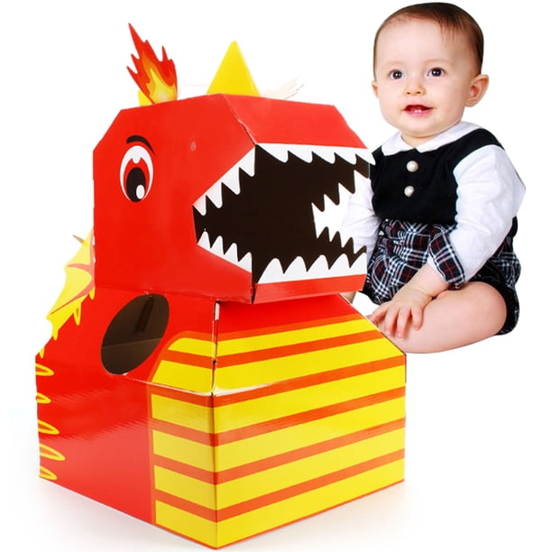Juguete De Bricolaje Usable, Los Niños Se Visten Juguetes De Ropa De Papel De Cartón De Bricolaje Usable, Caja De Cartón De Dinosaurio Interactivo Para Padres E Hijos Para Niños A Partir De 5 Años Muyoka Hogar