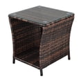 thumbnail image 6 of Tcbosik 2-Tier Side Table with Tempered Glass and PE Wicker Lower Shelf, All-Weather Indoor/Outdoor Accent End Table, Easy to Assemble, Brown, 6 of 8