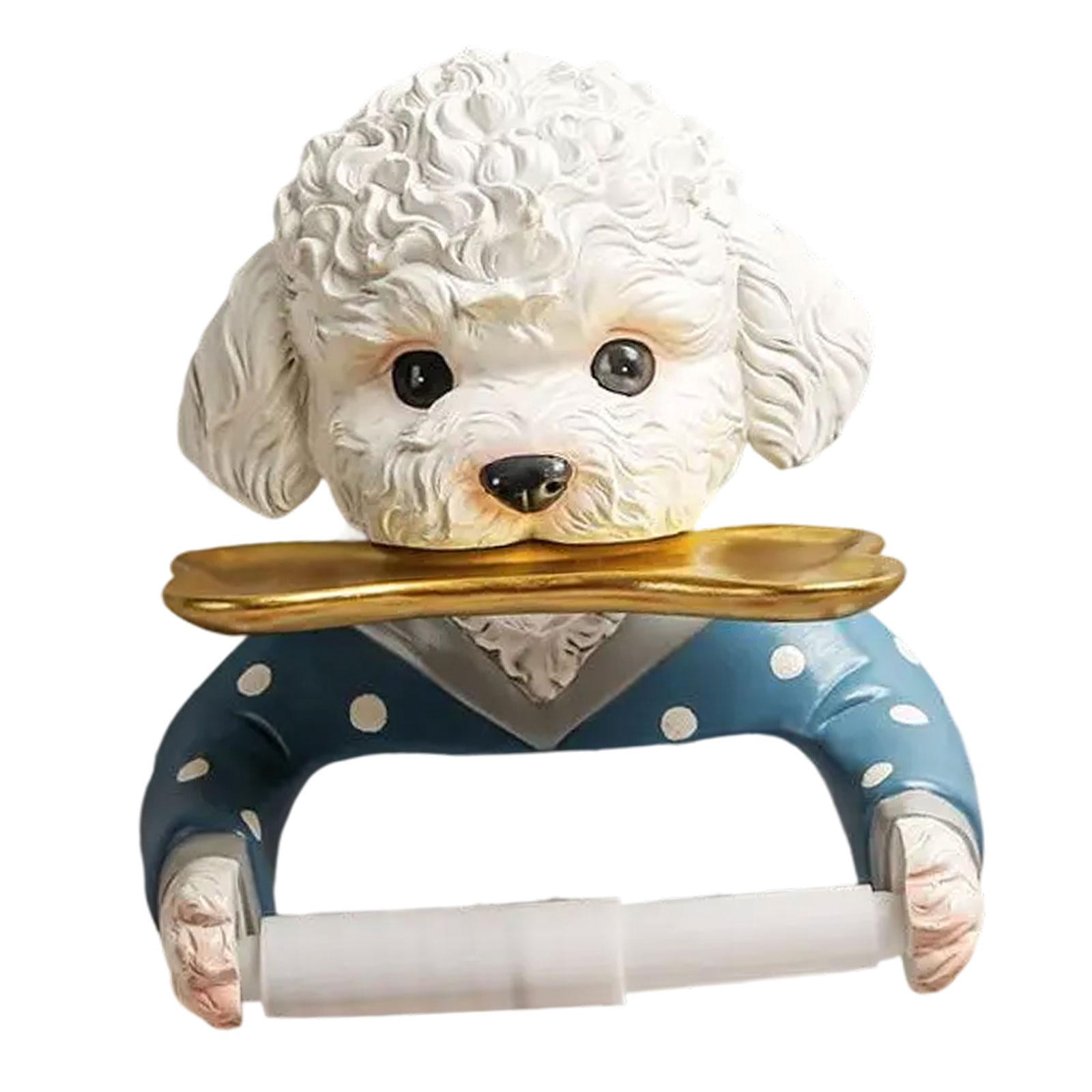 TISHITA Dog Toilet Paper Roll Holder Tissue Dispenser Novelty Multifunctional Cartoon Toilet Tissue Holder for Hotel Washroom Kitchen