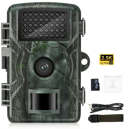 ABCPOW Trail Camera 2.5K 16MP Game Camera with Night Vision Motion 0.8S Trigger Hunting Camera w/ 32GB TF Card IP66 Waterproof 46pcs No Glow Infrared Trail Cameras for Outdoor Wildlife