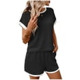 thumbnail image 2 of Nuoqisi Women's Solid Color Round Neck Pocket Shorts Set - Coordinated Casual Outfit with Short Sleeve Top for Summer Simplicity and Easy Style, 2 of 7