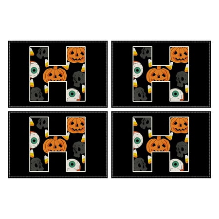 

Clearance! NQWZTIU Halloween Placemats Set Of 4 12x18 Inch Funny Table Mat Non Slip And Washable Linen Place Mat For Home Party Decoration Halloween Decorations for Indoor and Outdoor