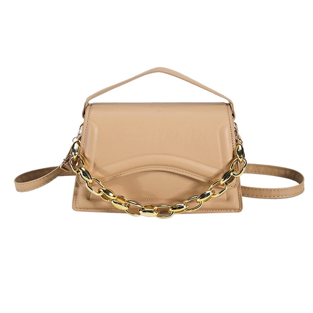 Bolso de hombro para mujer, estilo retro, clásico, de piel sintética, con hebilla magnética, color marrón oscuro