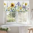 thumbnail image 4 of Pastoral Flowers Valances for Windows, 60 x 18in, Spring Sunflower Plants Leaves Rod Pocket Kitchen Valance Curtain Light Filtering Window Treatments for Living Room Bedroom, 1 Panel, 4 of 7