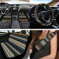thumbnail image 2 of Jeiento Aztec Tribal Auto Accessories Set Car Seat Cover Protector Car Floor Mats Steering Wheel Cover Seatbelt Pad Armrest Cover Coasters Lipstick Holder Keychains 17 PCS Ethnic Geometric Decor, 2 of 7