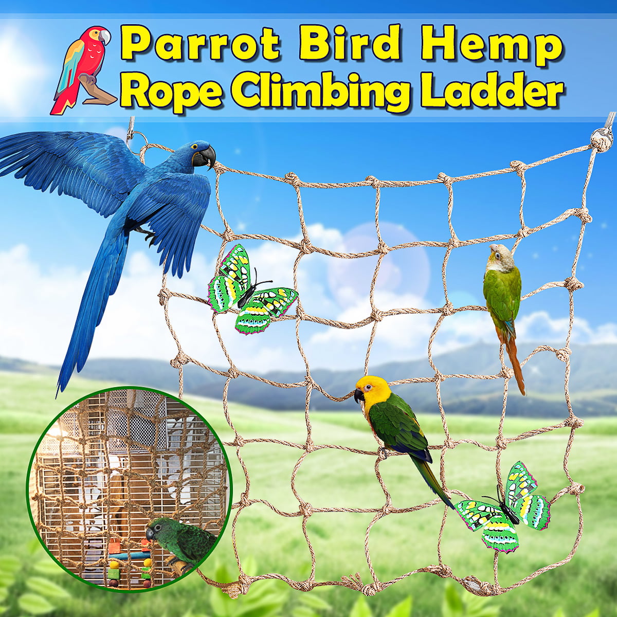 New Small Animal Pet Bird Parrot Hammock Hanging Cage Nets Toys Swing Rope Novel 