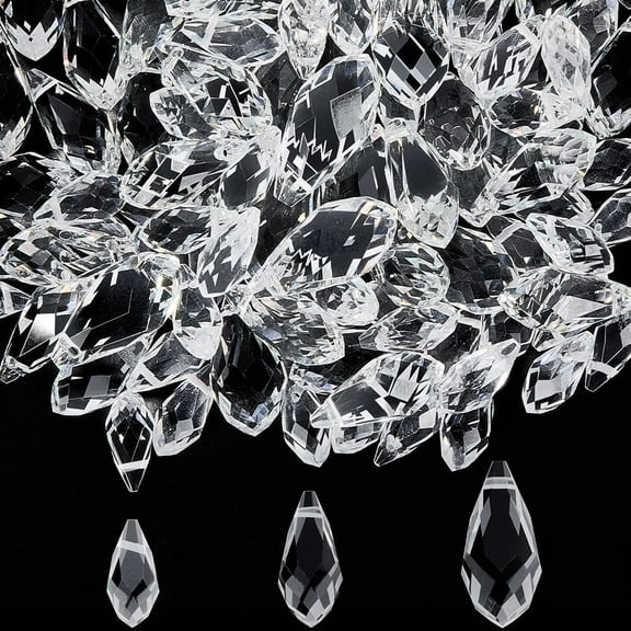 1 Box 120Pcs Faceted Teardrop Beads Glass Chandelier Beads Clear Top Drilled Small Smooth Prisms Pendants Loose Spacers for Jewelry Making Bracelets Necklaces Earrings DIY Crafts