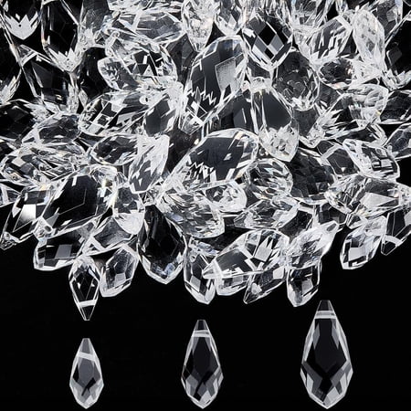 1 Box 120Pcs Faceted Teardrop Beads Glass Chandelier Beads Clear Top Drilled Small Smooth Prisms Pendants Loose Spacers DIY