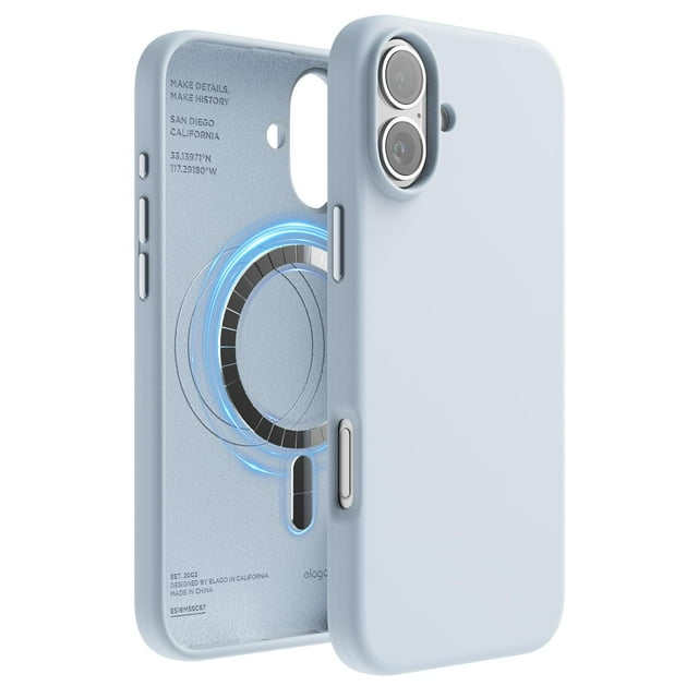Funda magnética de silicona Elago para iPhone 16 Plus de 6.7 pulgadas, color azul claro
