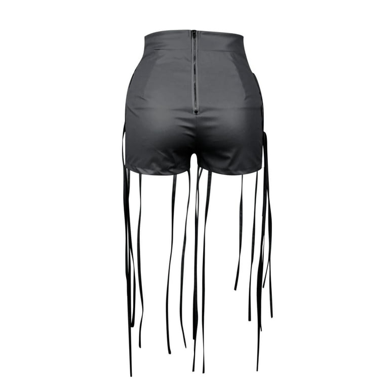 Herrnalise Women's Lace Up PU Leather Shorts High Waist Faux