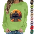 thumbnail image 2 of Qingpeng Womens Halloween Sweatshirt Crew Neck Fashion Cute Long Sleeve Fleece Crewneck Sweatshirt for Holiday Wear, 2 of 6