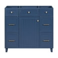 thumbnail image 2 of Modern Bathroom Vanity with Wood Legs, Large Storage Shelves with 2-Tier Cabinet, Soft Closing Door and Drawers,  Navy Blue, 2 of 7