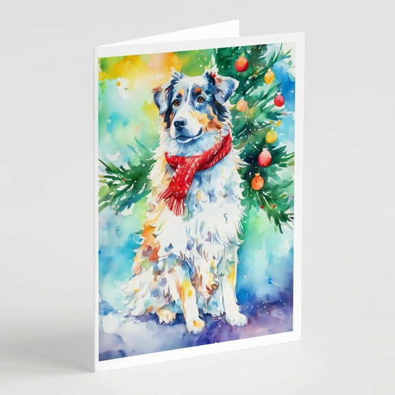 Australian Shepherd Christmas Greeting Cards Pack of 8 7 in x 5 in