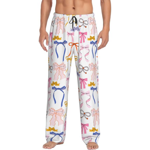 Hirioo bow ribbons for Women's PJ Pajama Pants Sleep Pants Women's Home Trousers with Pockets,S-3XL-Small