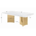 thumbnail image 3 of Best Quality Furniture 87 x 42 White Marble Dining Table with Stainless Steel, 3 of 4