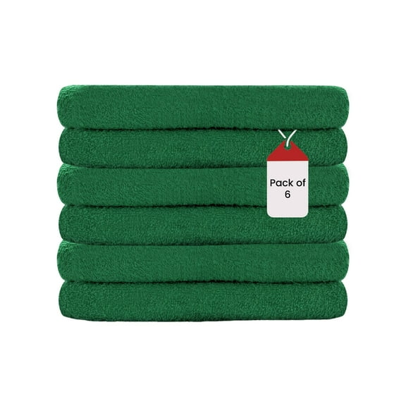 SupremePlus Premium Absorbent 16 x 27 in 100% Ring Spun Cotton Hand Towels, Green 6 Count