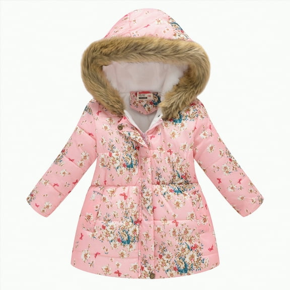 Hessimy Kids Girls Winter Hooded Down Coat Jacket Padded Overcoat Lovely Dailywear winter coat outerwear snowwear windproof warm puffer jacket (Pink,8-9 Years)