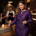 thumbnail image 4 of Agnes Orinda Women's Plus Size Formal Dresses Party Glitter Bodycon Cocktail Sequin Midi Dress 1X Purple, 4 of 9