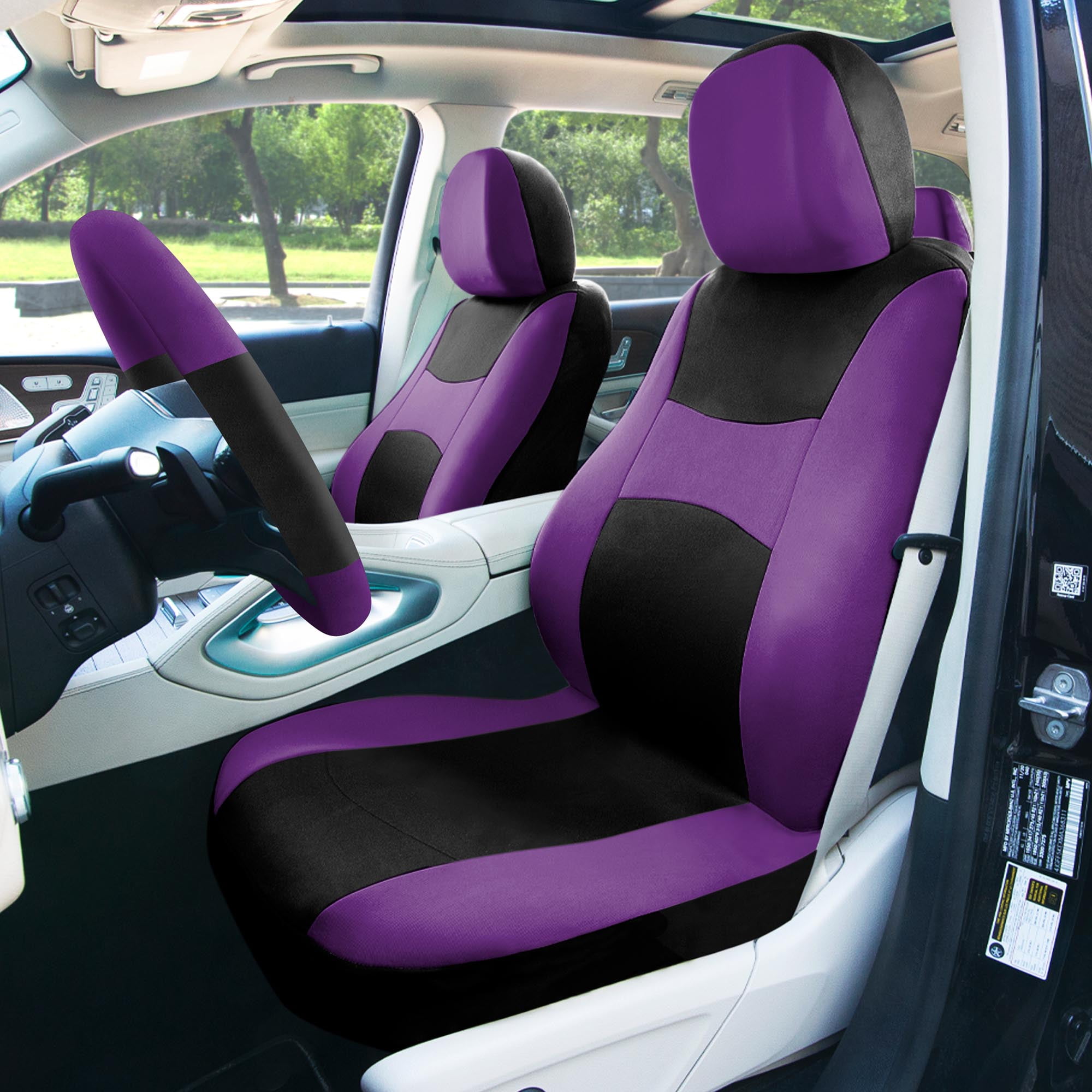 FH Group Light & Breezy Universal Full Set Car Seat Covers, Combo Set & Air Freshener