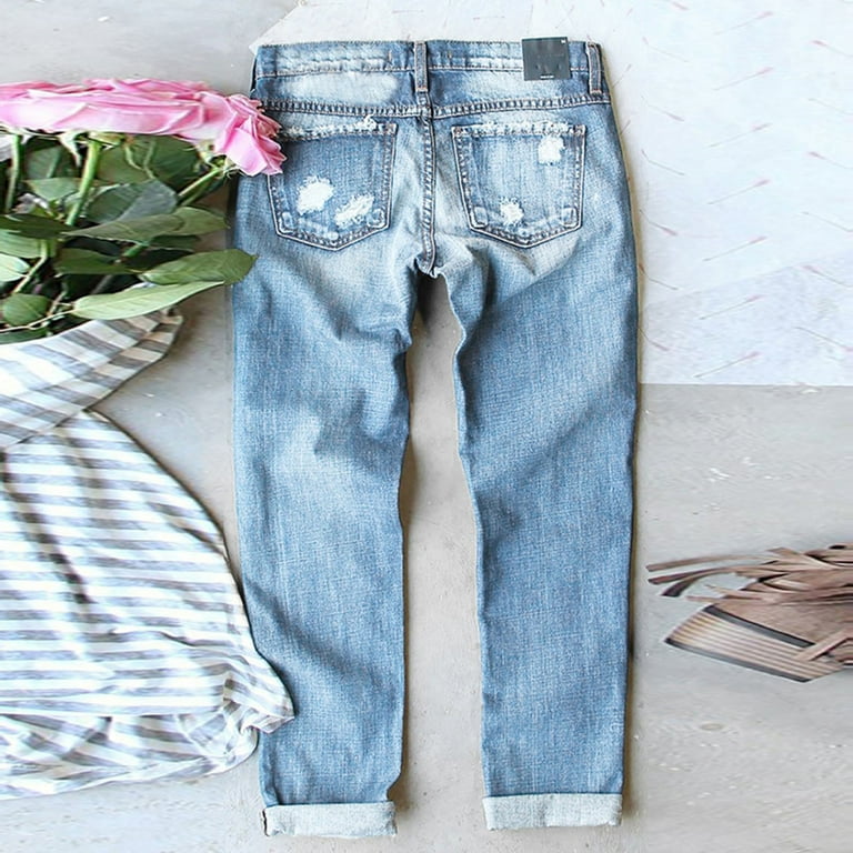 Clearance Patchwork Jeans for Women High Waisted Straight Clearance Patchwork Jeans for Women High Waisted Straight