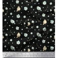thumbnail image 1 of Soimoi Black Cotton Jersey Fabric Wreath & Bird Print Sewing Fabric Yard 58 Inch Wide, 1 of 3