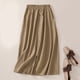 thumbnail image 2 of Gibobby faldas largas de mujer elegantes Falda de línea A con cintura elástica de longitud media a la moda informal de verano para mujer(Caqui, L), 2 of 5