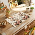 thumbnail image 4 of Easter Bunny Placemats Set of 4, Vintage Watercolor Cartoon Rabbit Pink Roses Floral Leaf Heat Insulated Linen Place Mats, Washable Stain-Proof Table Mats for Dining Tables Holiday Decor 13x19 Inches, 4 of 9
