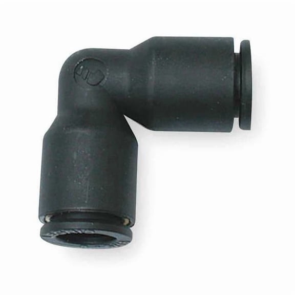Push-Fit Elbow Fitting, 16mm Tube Size, Fiberglass-Reinforced Nylon, Black